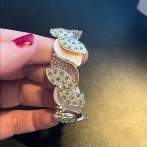 Elegant Silver and Gold Leaf Bracelet